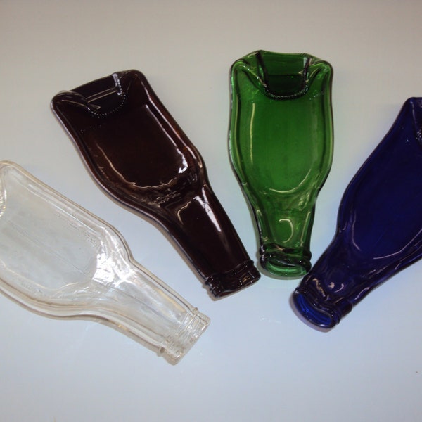 Supply clearance listing, Melted glass Soda / beer bottle spoon rests - Read entire listing before ordering--only CORONA remaining