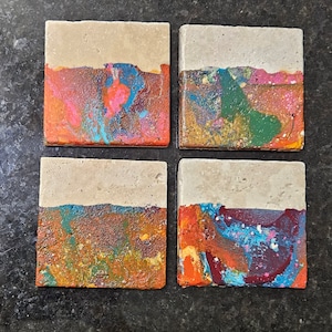 Paint dipped natural stone coasters