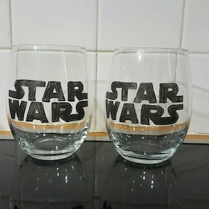 Hand etched Star Wars stemless wine glasses