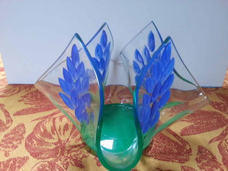 Molded Glass Bowl With Hand Painted Texas Bluebonnets - Etsy