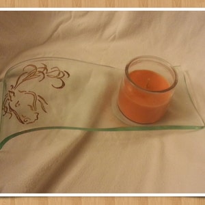 Custom made, hand etched & painted horse large spoon rest
