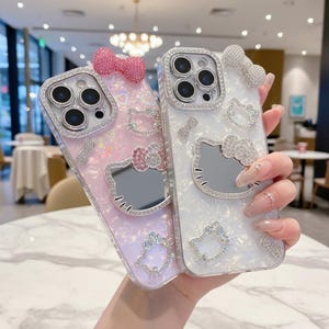 Glitter Mirror iPhone Case – Cartoon Sparkle Protective Cover (iPhone 12–17 Pro Max)
