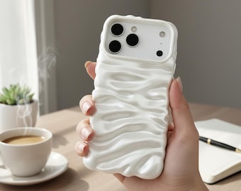 Wavy Bumper iPhone Case, Luxury Shockproof Armor Cover for iPhone 17 16 15 14 13 Pro Max Plus