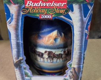 Jarra de cerveza Budweiser 2000 Holiday Holiday in the Mountains CS416 Ceramarte Brasil