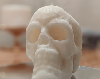 White Beeswax Skull Candle