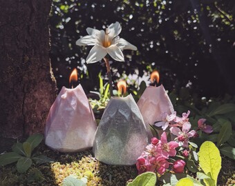 Rose Quartz Faceted Gemstone Candle