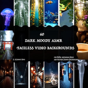 Relaxing Loop Background Video Bundle, 60 Dark Moody Clips for Faceless Tiktok Youtube Shorts