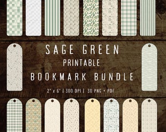 Sage Green Bookmark Bundle, 30 Earthy Palette Minimalist Book art