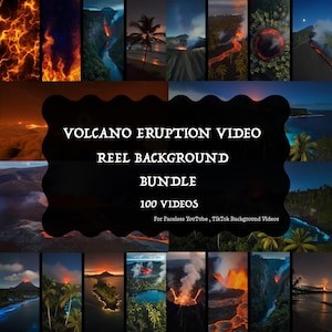 Dramatic Volcano Eruption Video for Reel Backgrounds, 100 Cinematic Lava Flow Clips, Tropical Overlay