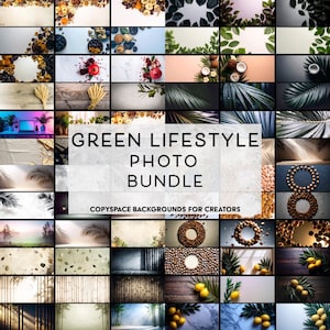 A collage of diverse eco-friendly wellness photo backgrounds featuring plants, fruit, and natural textures.