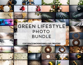 Green Lifestyle Copy Space Photo Bundle, 500 Eco friendly Wellness Backgrounds for Content Creators