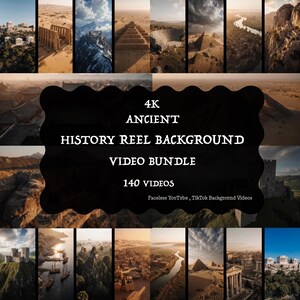 Ancient Civilization Aerial Faceless Video Background Bundle, 140 Historic Documentary Educational 4K Overlay