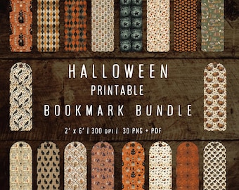 Halloween Printable Bookmark Bundle, 30 Vintage Spooky Bookish art