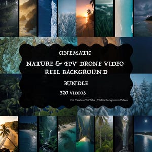 Filmreifes Natur- und FPV-Drohnen-Videohintergrundpaket, 320 Mega-Clips ohne Gesichter für TikTok und YouTube