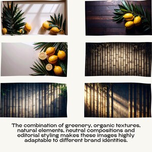 A collection of wellness background photos showing bright yellow lemons and vertical bamboo poles.