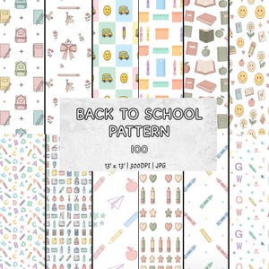 Back to School Digital Papers, 100 seamless printable repeat pattern, Classroom backgrounds, Teacher graphics