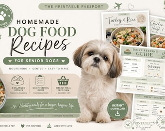 Recetas caseras de comida para perros mayores de razas pequeñas / Plan de comidas imprimible (descarga instantánea)