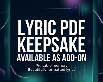 Complément souvenir avec paroles au format PDF pour chanson personnalisée, cadeau de paroles de chanson imprimables, mémoire de musique personnalisée