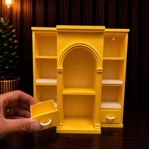 Yellow Vinyl Collection Shelf with 4 disco holders (Items not included)