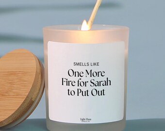 Personalized Coworker Gift Candle Jar Bamboo Lid Frosted Glass Container Home Office Desk Funny Humor Sarcastic Quote Custom Name Employee