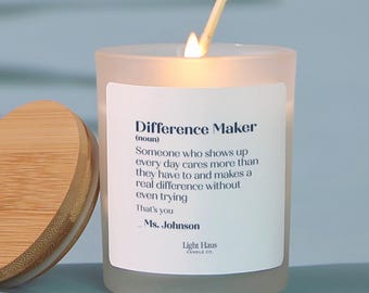 Coworker Appreciation Candle Gift Difference Maker Definition Candle Thank You Coworker Gift Personalized Coworker Gift Office Gift