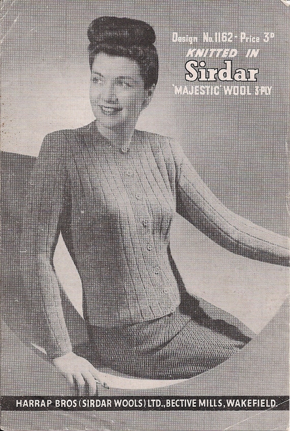 Pin Up 1950/'s Pin Up Sweater Vintage Knitting Pattern Copy