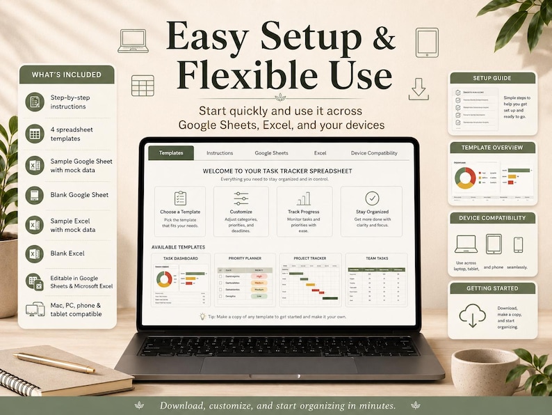 Feuille de calcul Excel pour le suivi des tâches, Google Sheets pour la planification des listes de tâches, tableau de bord de productivité quotidienne pour les équipes, les indépendants et les petites entreprises. image 6