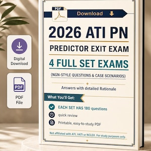 Examens de fin d'études ATI PN Predictor 2026 – Questions et réponses sur les NGN | Ati Nursing (téléchargement numérique)