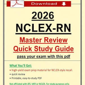 2026 ECLEX-RN Master Bewertung Kurzanleitung | NCLEX Nursing (Digitaler Download)