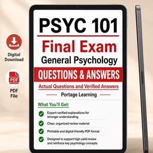 PSYC 101 Final Exam (2026) General Psychology Questions & Answers, Portage Learning (Digital Download)