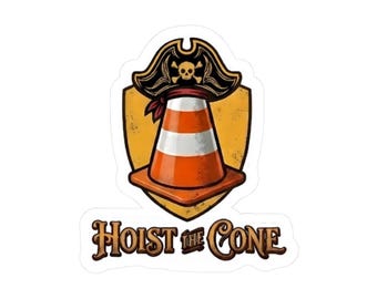 Hoist the Cone Black Hat Sticker | Pittsburgh Pirates Kiss-Cut Vinyl Sticker | Pirates Fan Gift