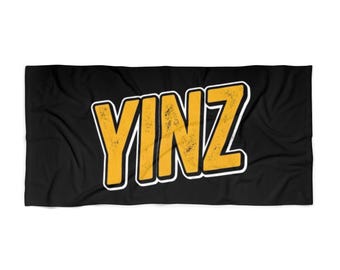 YINZ Beach Towel | Pittsburgh Gift | Yinzer Summer | Black and Gold Towel | Pittsburgh Pride