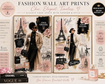 Paris Fashion Wall Art Print - Chic Neutral Collage, Eiffel Tower, Luxury Style Illustration, AI-Designed Decor