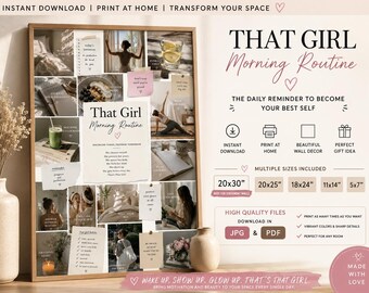 Neutral Wellness Collage Print - Morning Routine Inspiration for Self-Care, Confidence, and Calm Minimalist Décor