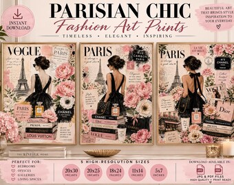 Parisian Fashion Wall Art Set - Timeless Elegance for Home, Office, Bedroom Decor, Instant Download