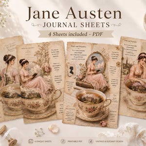 Jane Austen Journal Pages | Pride and Prejudice Ephemera, Cottagecore Scrapbook (Digital Download)
