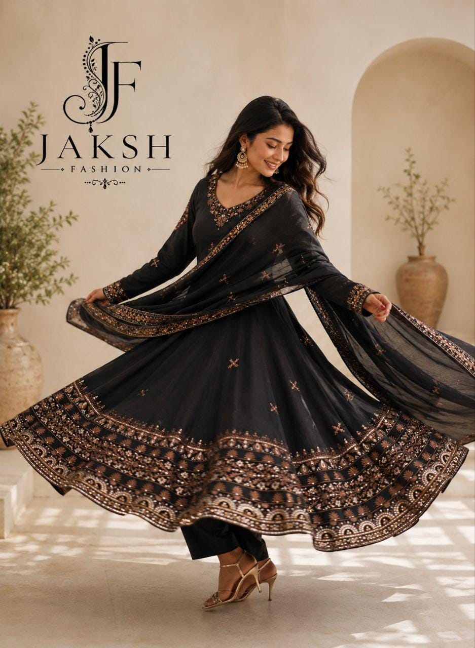 Black and Gold Pakistani Gown - Etsy Black and Gold Pakistani Gown - Etsy