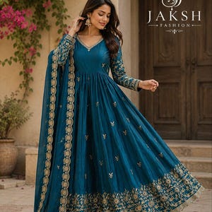 teal and gold indian dress Luxury turquoise bollywood traditional wear