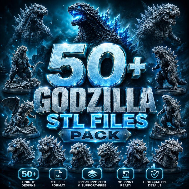 50+ Godzilla STL Files Pack – Monsterverse Kaiju 3D Print Bundle ...