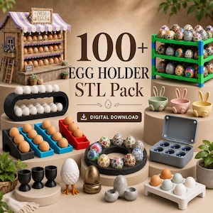 100+ Egg Holder STL Files: 3D Printable Kitchen Organizer Bundle and Egg Storage Designs