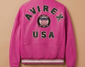 Avirex Icon Pink Real Leather Jacket Women Streetwear Biker Fashion Cropped Moto Outerwear