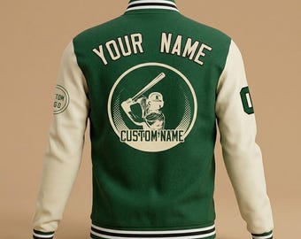 Personalized Varsity Jacket Custom Name Number Letterman College Bomber Unisex Jacket Coat