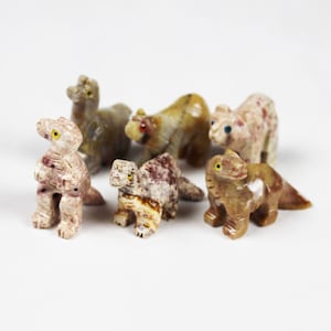 Animal Figurines of soap stone, Bear, Polar bear, Llama, Yak, Oxen, Water buffalo, Dinosaur talisman totem charm spirit animal stone GROUP3