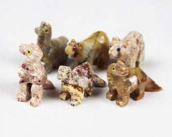 Animal Figurines of soap stone, Bear, Polar bear, Llama, Yak, Oxen, Water buffalo, Dinosaur talisman totem charm spirit animal stone GROUP3