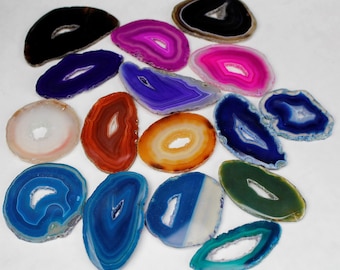 Multipack 2-3" agate slices druzy crystal OPEN CENTERS polished dyed slabs natural gemstone rock stone sliced
