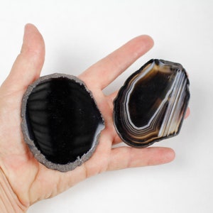 10 count 2.5-3.5&quot;  agate slices dyed Black polished slabs natural gemstone rock stone mineral specimen