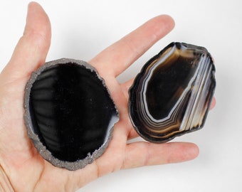 10 count 2.5-3.5"  agate slices dyed Black polished slabs natural gemstone rock stone mineral specimen