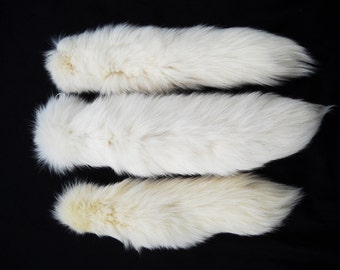 12" to 14" White Arctic Fox Tail Real Fur Totem Keychain Key Ring Ornament for Purse, Anime Costume, Etc