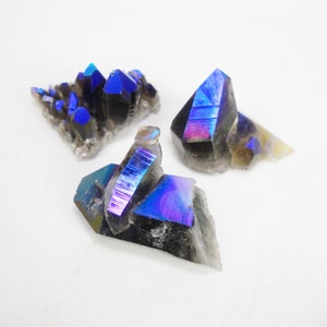 1.252 Rainbow Aura Smokey quartz crystal points blue dichroic titanium electroplated gemstone stone mineral specimen SIZE MEDIUM image 1