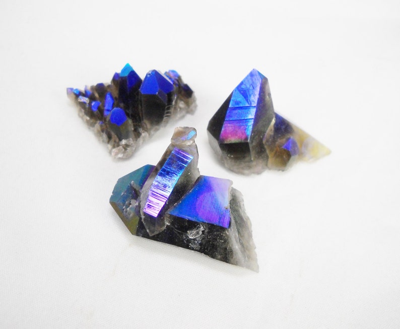 1.252 Rainbow Aura Smokey quartz crystal points blue dichroic titanium electroplated gemstone stone mineral specimen SIZE MEDIUM image 1